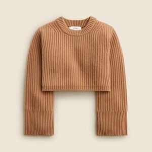 J Crew 75 Spring Cashmere Collection - Cropped Ribbed Camel XXS